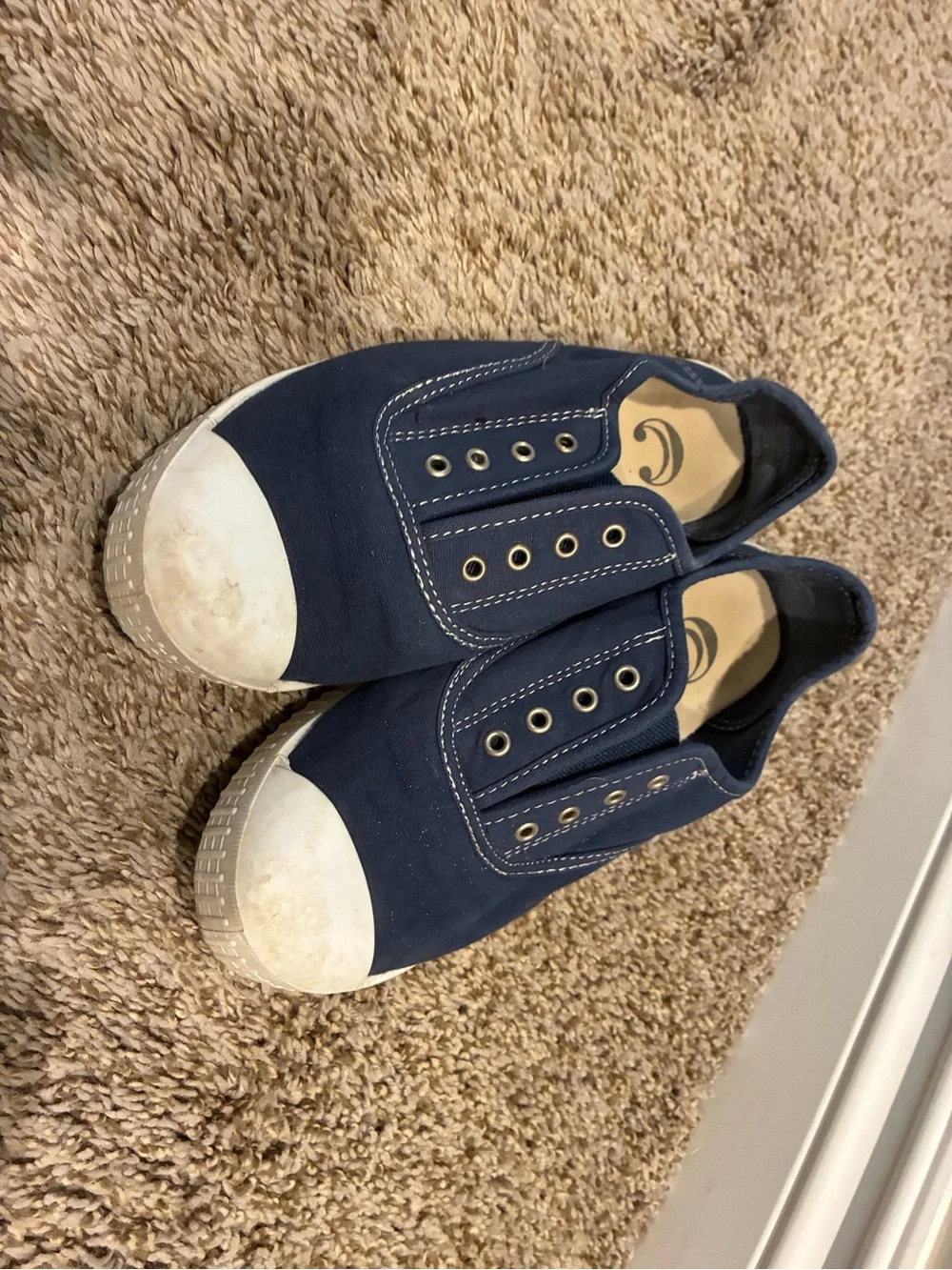 Women’s Slip-On Canvas Sneakers in Navy with White Toe